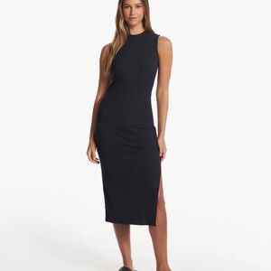 VUORI Womens Pose Sands Dress Size XL Midi Sleeveless Black Ribbed